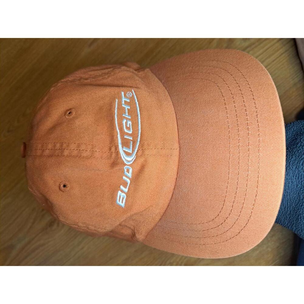 Bud Light Hat Cap Orange Adjustable Cotton One Size
